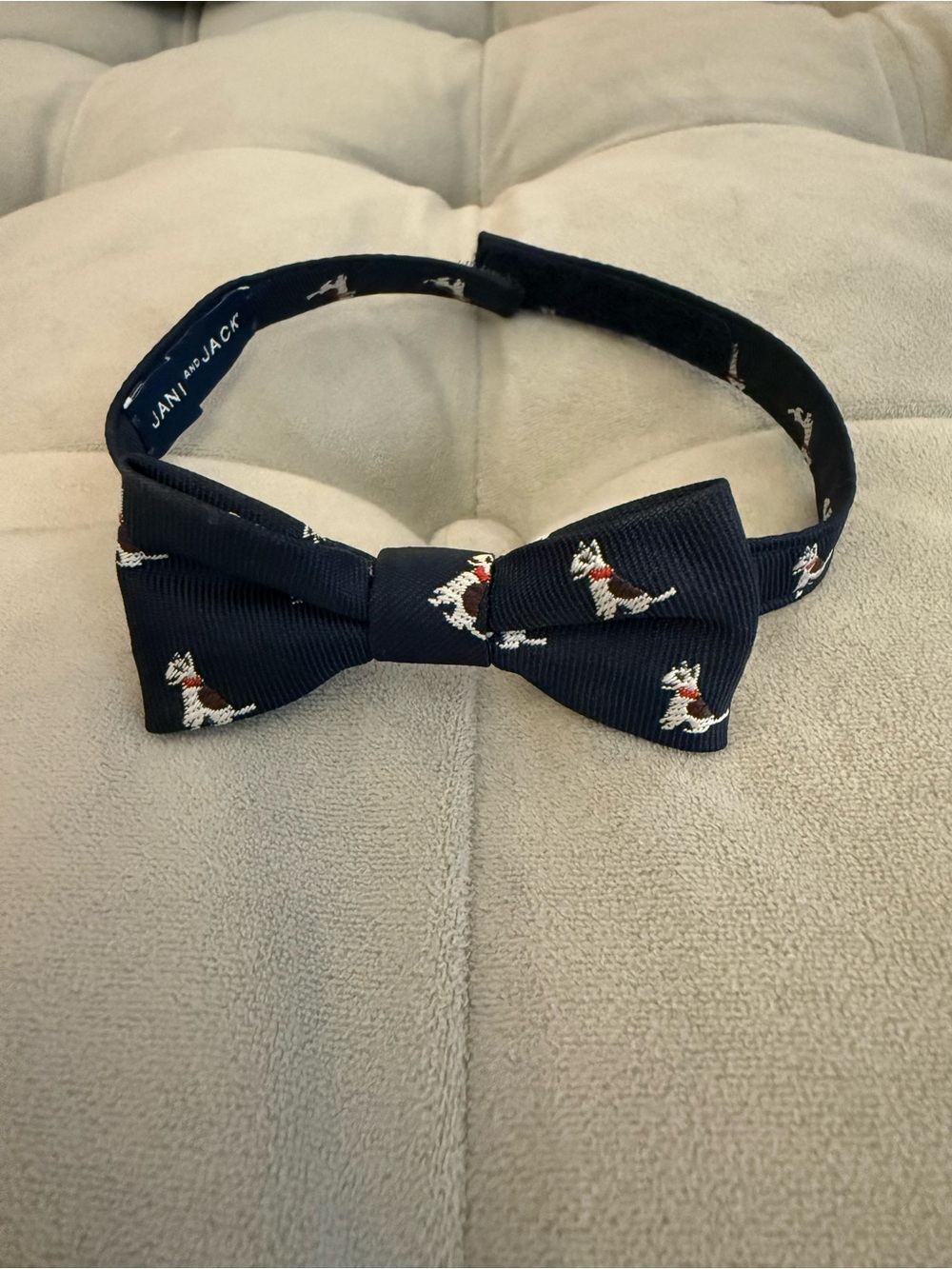 Janie and Jack Navy Bow Tie with Embroidered Dogs